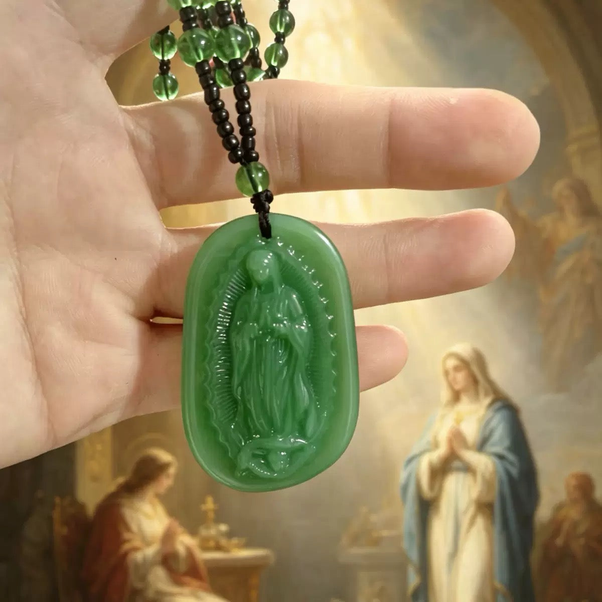 Virgen de Guadalupe Premium Pendant (Green & Black Options) - B2B Wholesale